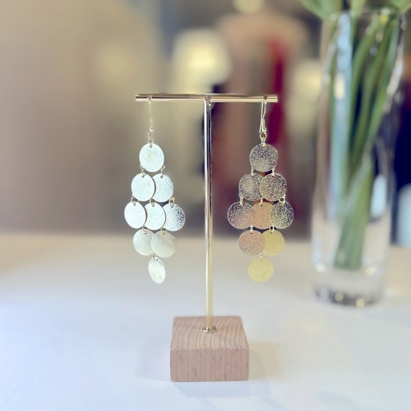 Gold Circles Dangle Earrings - Picture 3 of 5